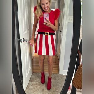 Adorable Christmas, Red and White Striped Mini Skirt